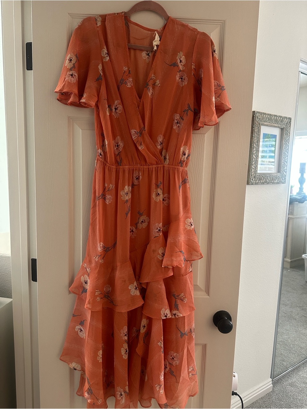lovestitch Floral Peach-Orange Sheer Maxi Dress